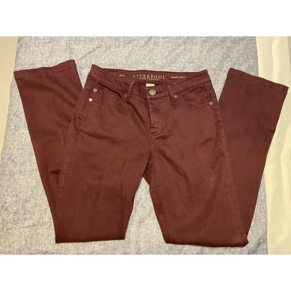 liverpool jeans company sadie straight burgundy jeans size 28/6 - Pre Owned - Picture 6 of 7